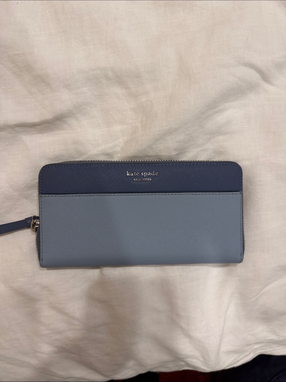 kate spade Two-Tone Navy and Light Blue Zip Wallet